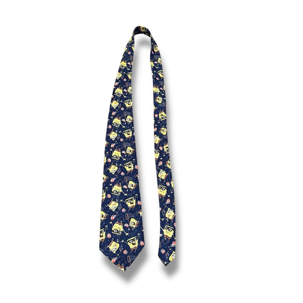 Nickelodeon SpongeBob Novelty Tie Blue Unisex Size Medium Cartoon Print‎